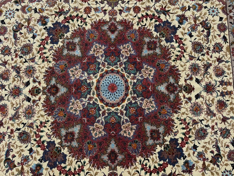 FINE ORIENTAL RUG WOOL SILK 8x12 VINTAGE HANDMADE HAND-KNOTTED COLORFUL 9x12 ft gallery