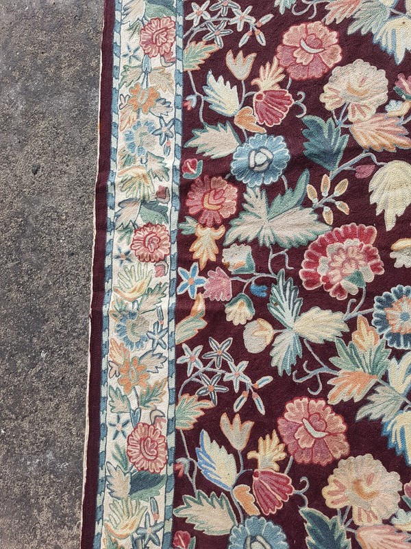 Vintage Traditional Handwoven Kashmiri Crewel Wool Kilim Rug 140x85 cm gallery
