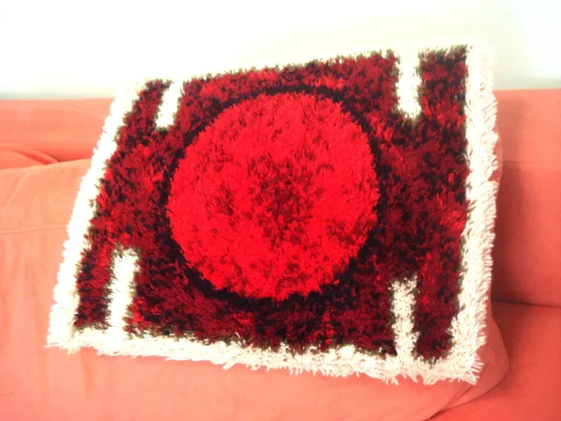 1960's HOJER EKSPORT WILTON Danish Modern Wool Mini Rya Rug Tapestry Mid Century gallery