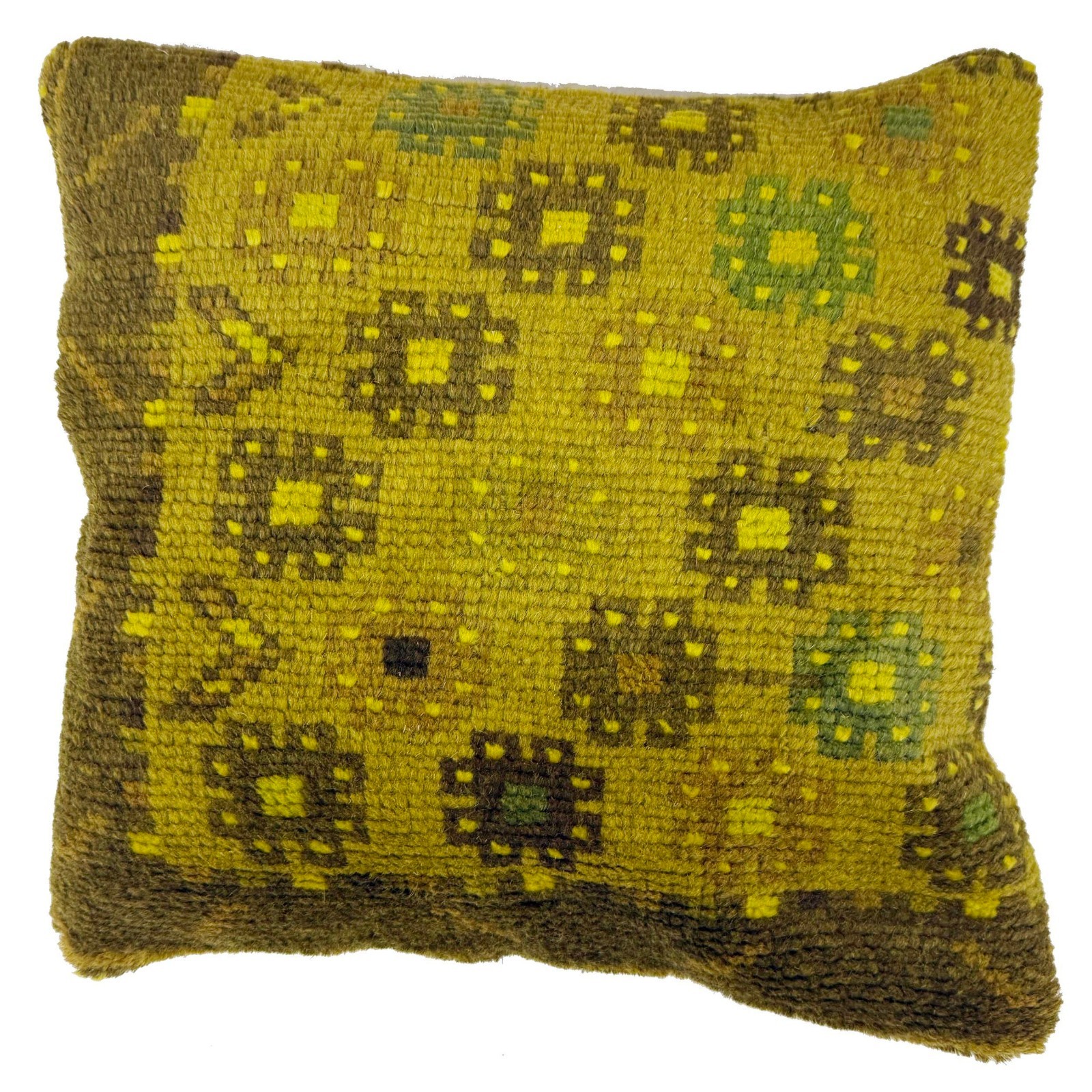 Vintage Overdyed Carpet Cushion Tribal Decor Pillow 1.4x1.4 ft gallery