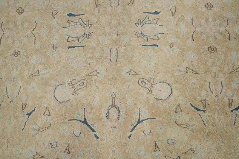Vegetable Dye Beige/ Blue Handmade Wool Traditional Room Size Area Rug 10x13 gallery