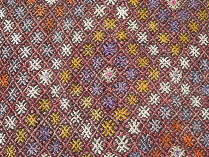 Oversize Turkish Kilim Rug, Area Rugs, Handmade Wool Floor Carpet Kelim 92"x129" gallery