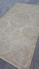 Antique Caucasian Faded Area Rug 6×10 Beige Geometric Rare Collectible Rug x