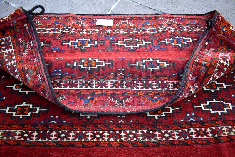 Fabulous Antique Tribal Rug 48'' x 29'' Turkoman Yomud Camel Bag Chuval Wool Rug gallery