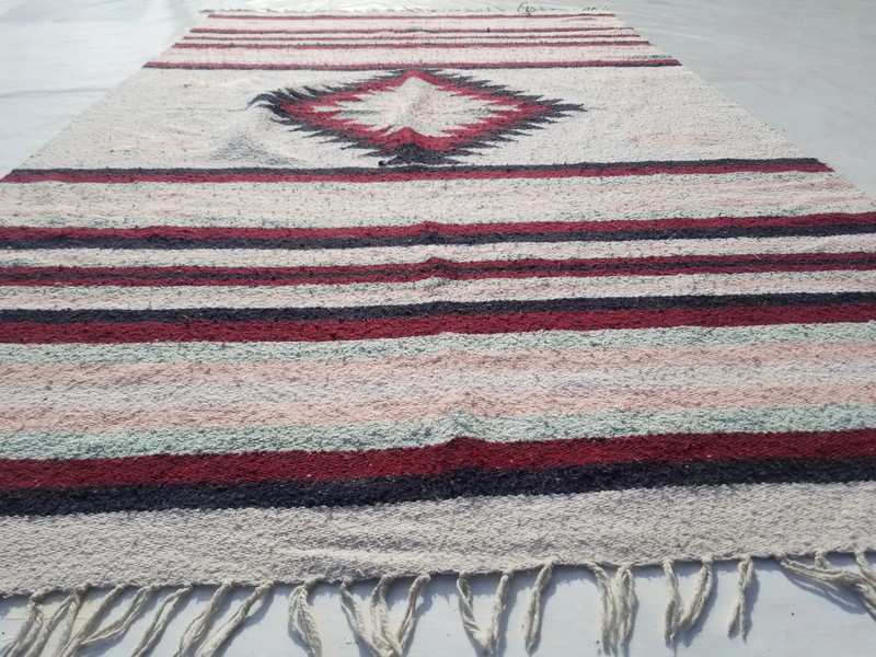 Vintage Traditional Handmade Mexican Serape Wool Multi Kilim 6.3x3.7ft gallery