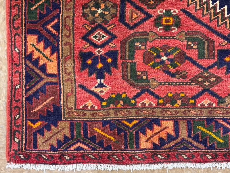 Vintage Zanjan Tribal Wool Area Rug 4x7 Hand Knotted Oriental Red Geometric Boho gallery