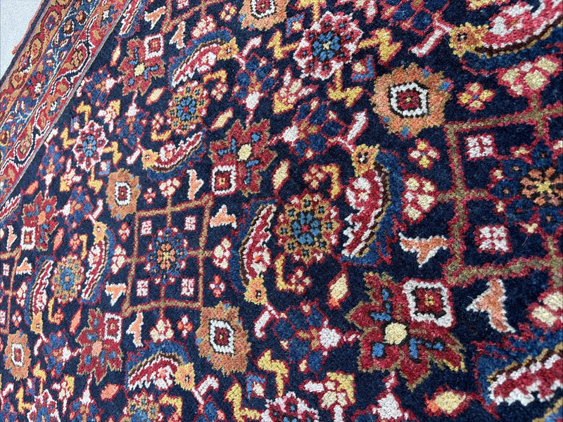 Auth: Antique Heriz RARE Wool Foundation Mystical ART Organic Blue 4x7 gallery