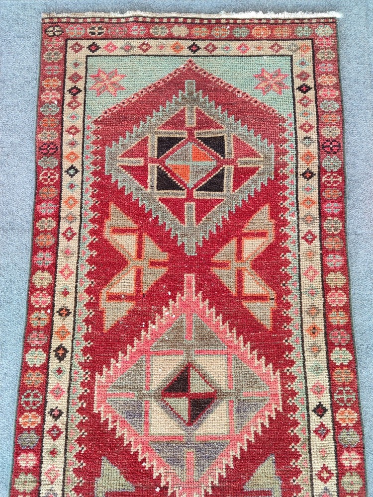 2.7 x 13 Ft, Antique rug 3x13, Turkish runner 3x13 vintage, Tribal Herki rug