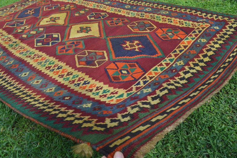 9'5X5 COLLECTORS ITEM Beautiful Antique Shirvan Caucasian Daghistan Group Kilim gallery