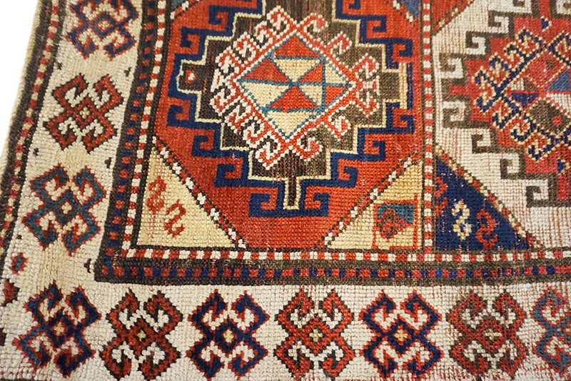 3'x6' Antique Red Late 19th Century Tribal Geometric Caucasian Moghan Carpet Rug gallery