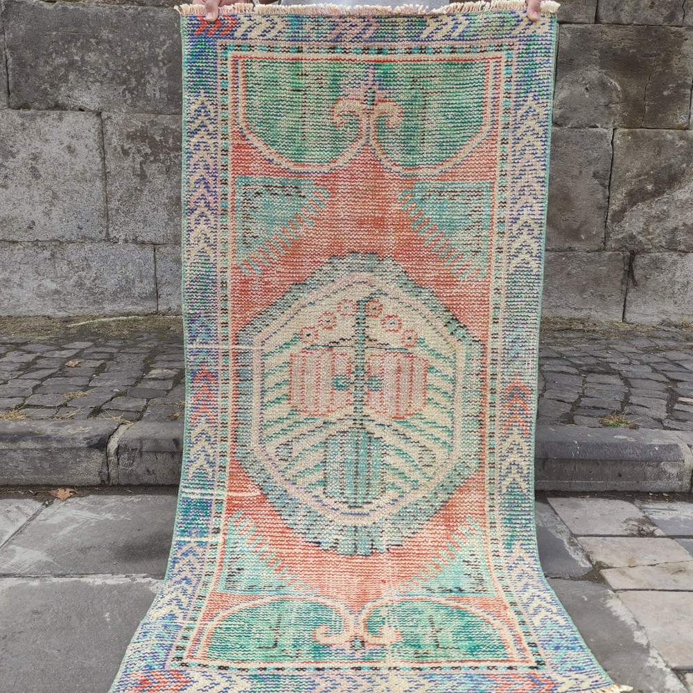 2x5 Turkish kitchen rug 2.4 x 4.82 ft Vintage Handmade rug 73 x 147 cm runner