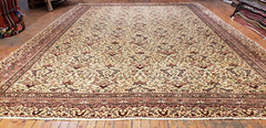 Exquisite Antique 1940’s Wool Pile Muted Colors Hereke Area Rug 8’5″×11’9″
