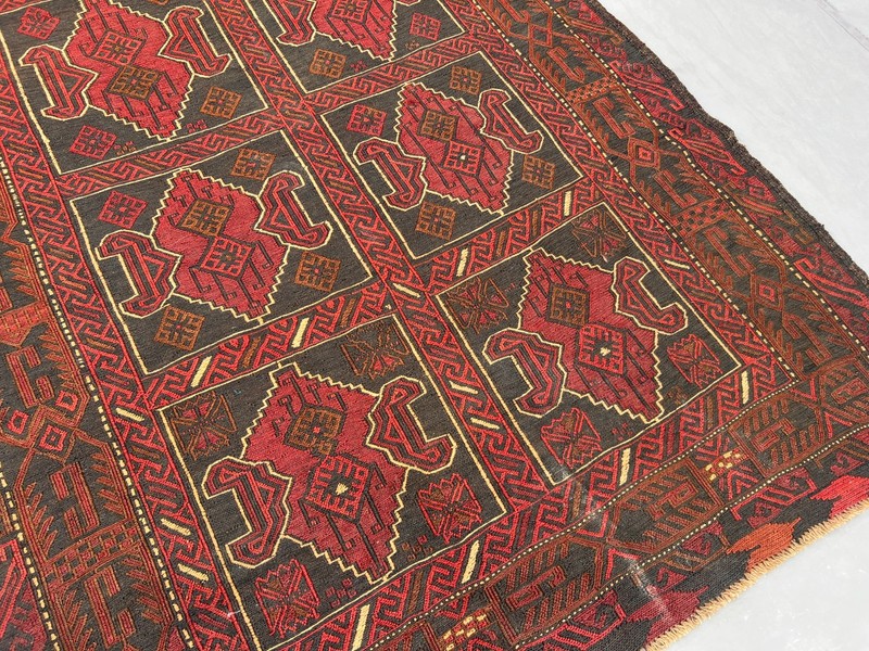 Vintage Afghan Rug 3'10x8'6 ft Handwoven Sumak Kilim Tribal Wool Runner Carpet gallery