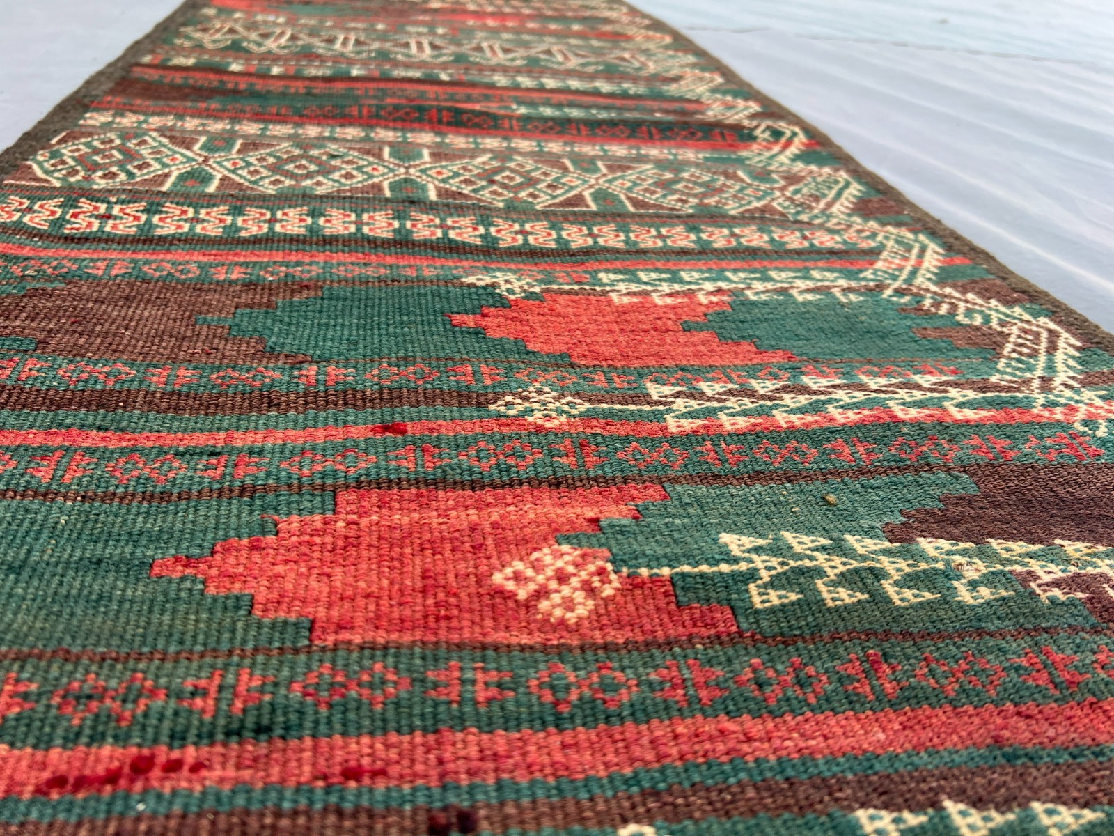 2 X 9 ft Vintage Stunning Full Embroidery Tribal Maldari Sistan Soumak Runner gallery