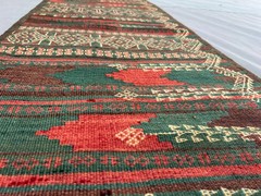 2 X 9 ft Vintage Stunning Full Embroidery Tribal Maldari Sistan Soumak Runner