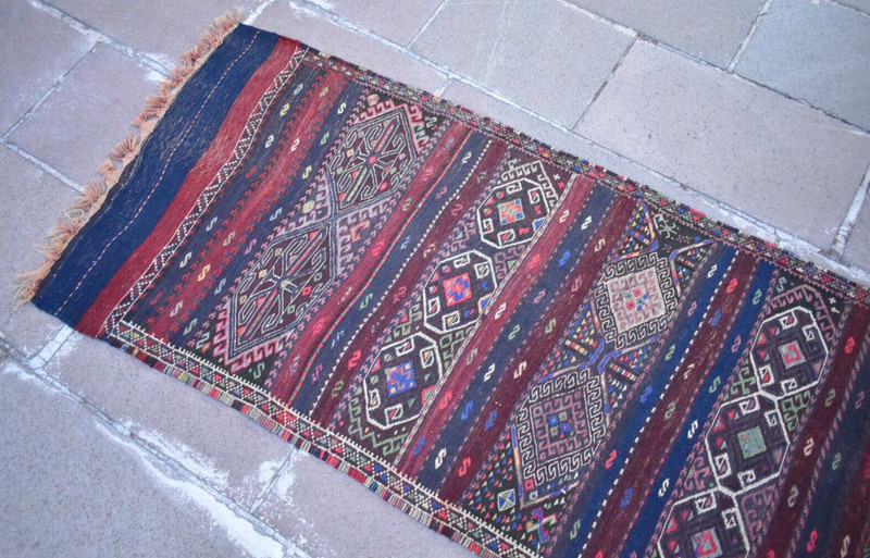 Vintage Rug 29'' x 75'' Turkish Soumak Herki Hallway Rug Kurdish Woven Area Rug gallery