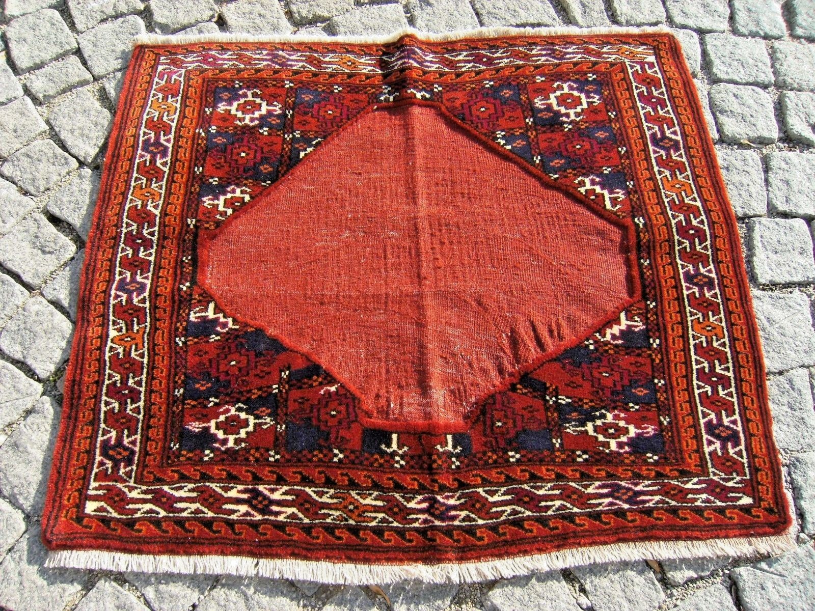 Vintage Tribal Rug 34'' x 29'' Turkoman Tribal Small Yomud Rug Wool Area Rug gallery
