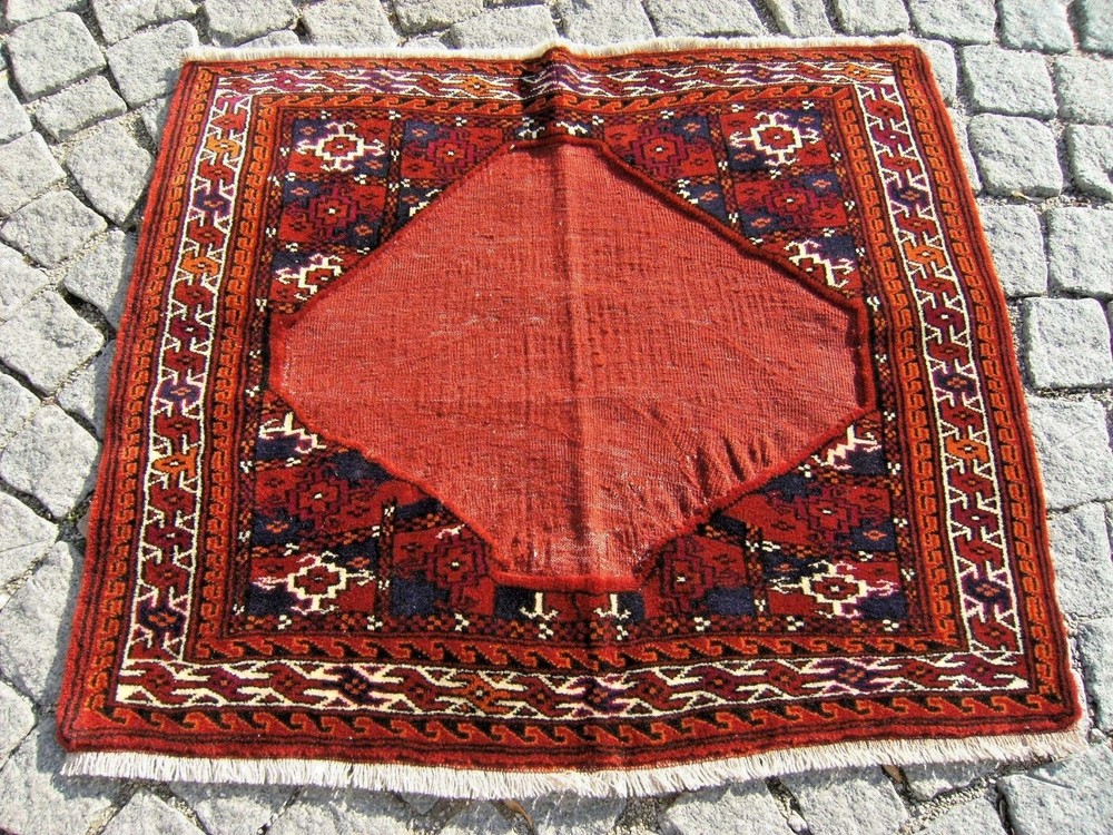 Vintage Tribal Rug 34'' x 29'' Turkoman Tribal Small Yomud Rug Wool Area Rug