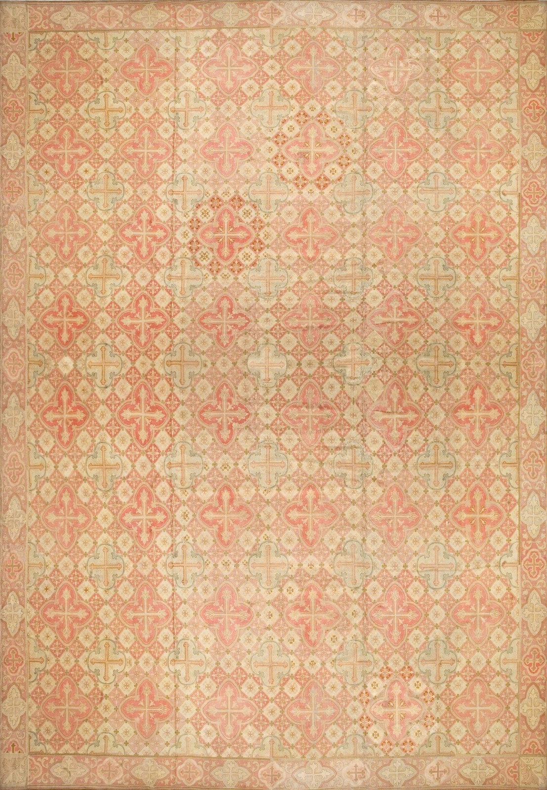 14'x18' Large Antique 19th Century Allover Geometric French Flatweave gallery