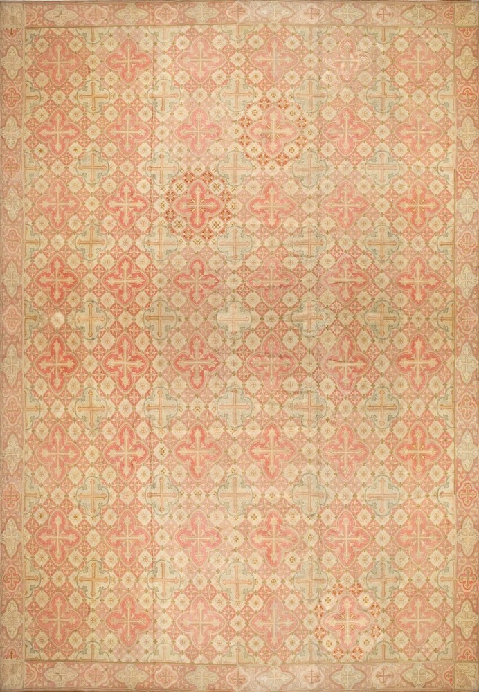 14'x18' Large Antique 19th Century Allover Geometric French Flatweave