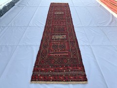 Fine Vintage Afghan Runner Rug 2×10 Hand Woven Wool Persian Style Hallway Carpet