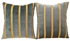 A Pair of Vintage Green Velvet American Art Deco Pillows with FREE SHIPPING!