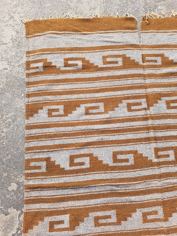 Antique Mexican Handwoven Native American Indian Rug Wool Carpet 194x132 cm gallery