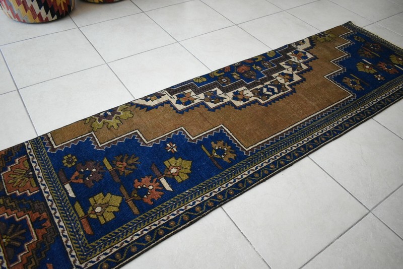Vintage Runner 7.4x2 ft Oushak Runner Anatolian Rug Faded Turkish Runner R08 gallery