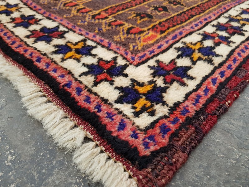 NICE Afghan Thiamani Baloch Rug prayer rug oriental wool rug vintage 132x92 cm gallery