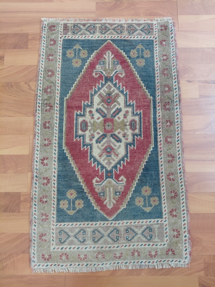 Antique Prayer Rug Blue Rug Hand Woven Rug Traditional Rug Free Ship Rug