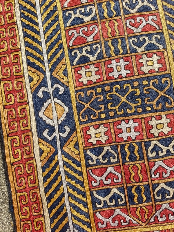 Vintage Hand Woven Traditional Kashmiri Multicolor Kilim Rug Carpet 90x59 cm gallery