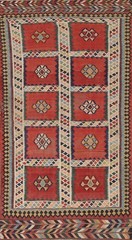 Antique Vegetable Dye Kilim Rug 5×9 Ft Flatweave Geometric Oriental Wool Carpet