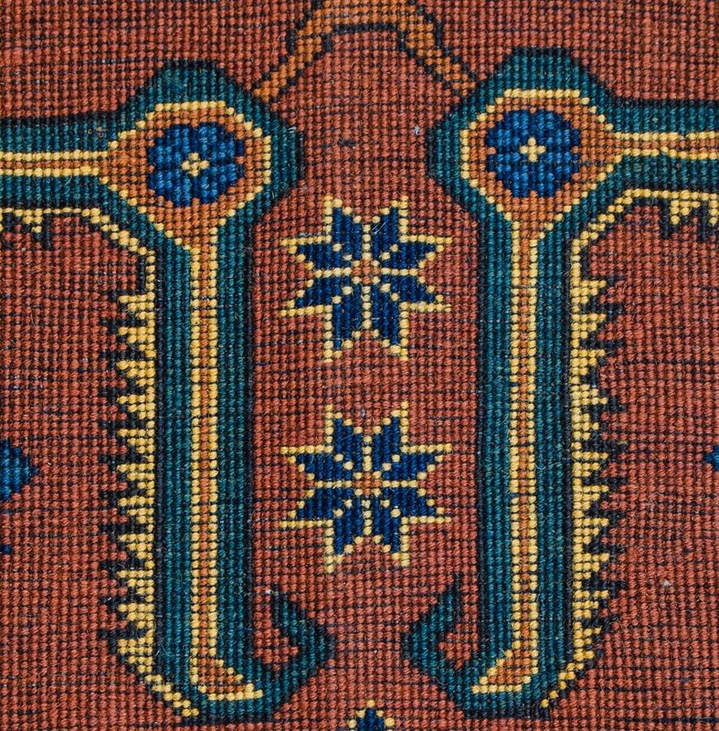 Bohemian Bright Medallion Turkish 4' 1" x 6' 2" Red Hand Knotted Area Rug gallery