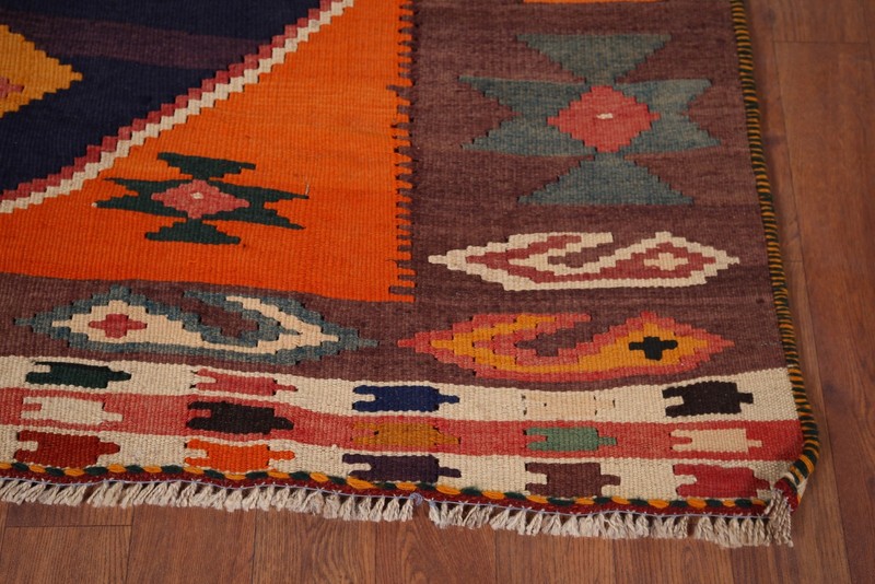 Vegetable Dye Kilim Tribal Area Rug 5x6 Ft Hand Woven Oriental Wool Carpet gallery