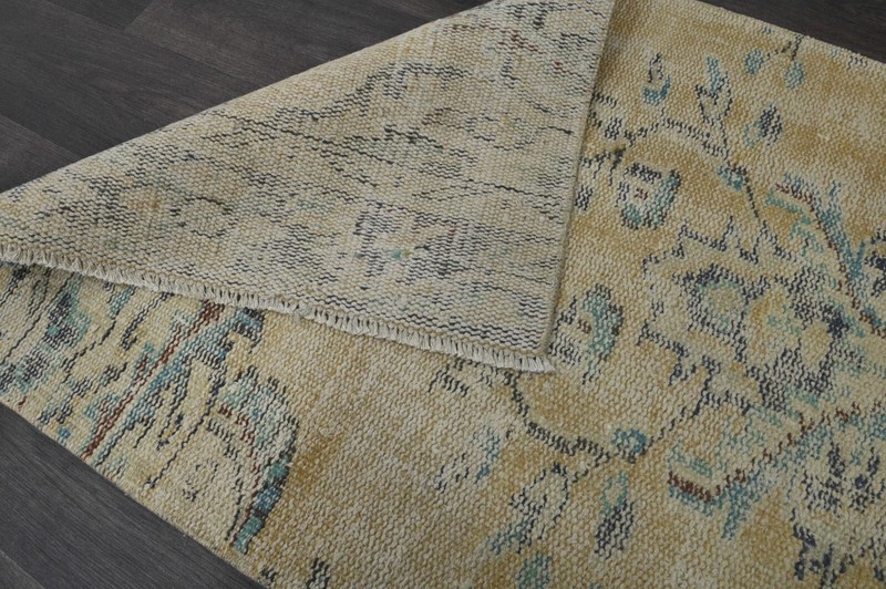 Vintage Turkish Runner Rug 2x9ft Wool Anatolian Handmade Hallway Oushak BEIGE gallery