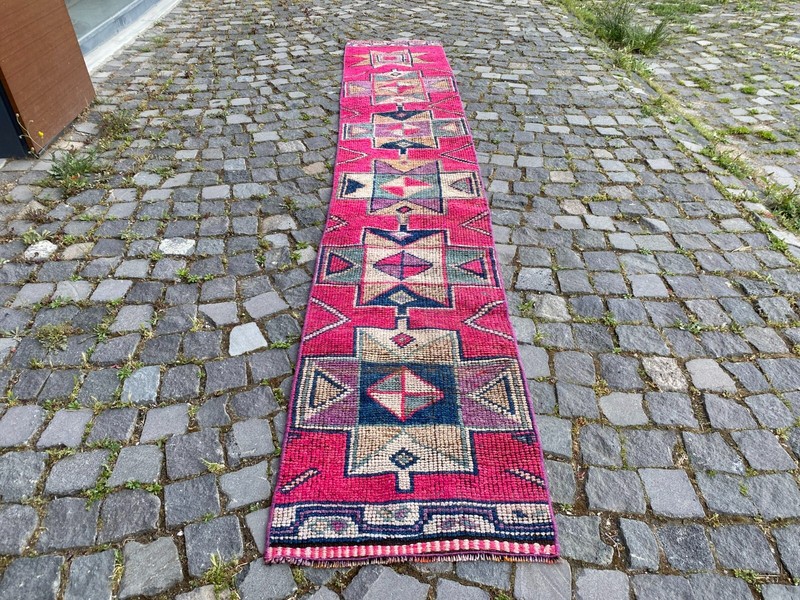 Bohemian rugs, Runner rug, Handmade, Turkish rug, Vintage, Wool | 1,8 x 11,2 ft gallery