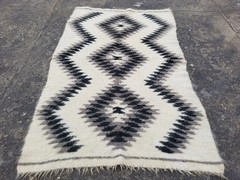 Vintage Traditional Handmade Lizhnyk Ukrainian Wool Blanket Kilim 6.5×3.8 ft