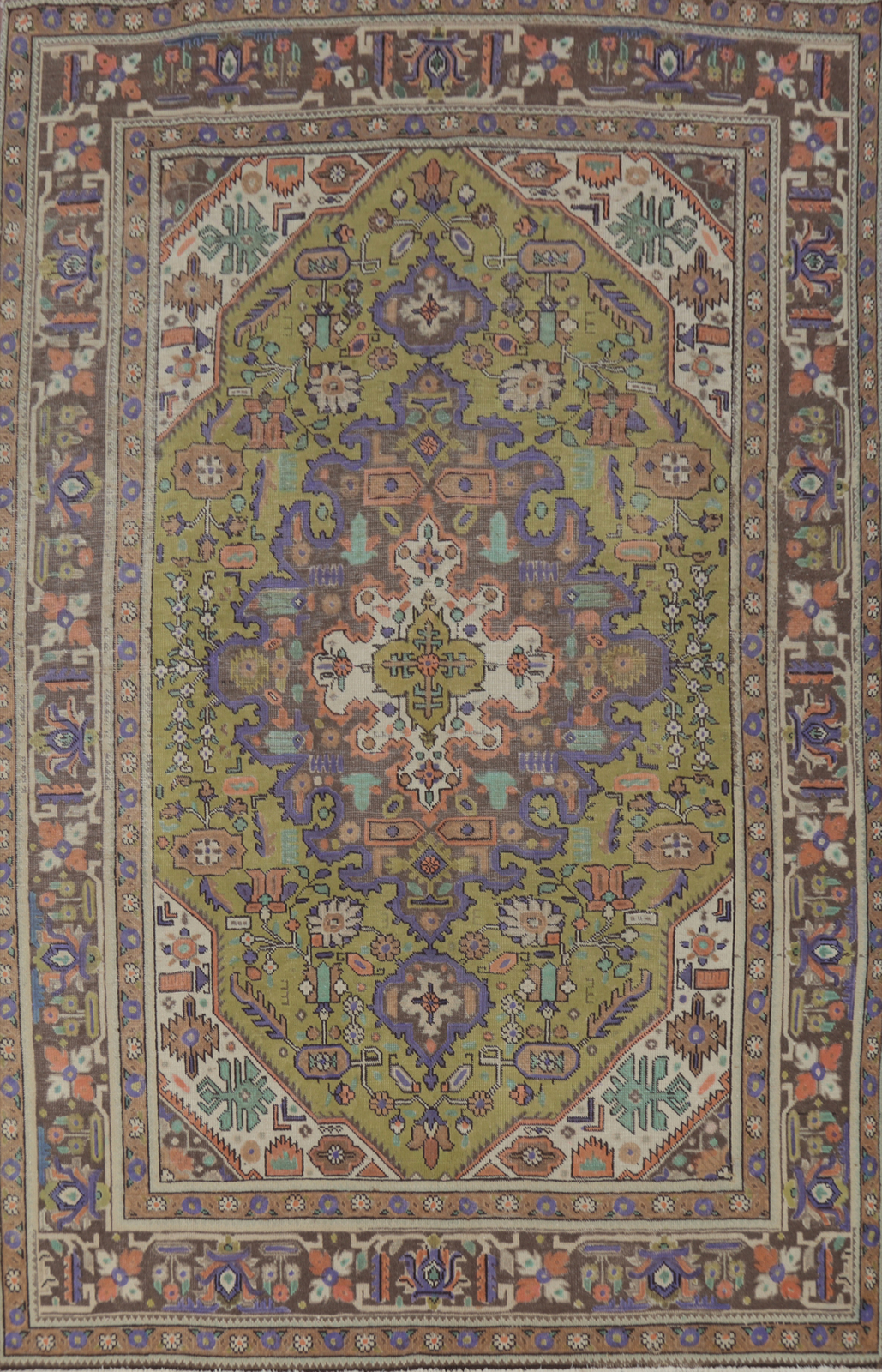 Light Green Geometric Over-Dyed Traditional Hand-knotted Rug Area Carpet 7x9 gallery