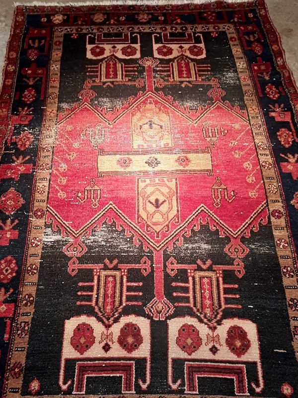 Vintage Handmade 5'x8' Carpet "Hamadan" Wool Area Rug 4'.5"×7'.10" circa 1970 gallery
