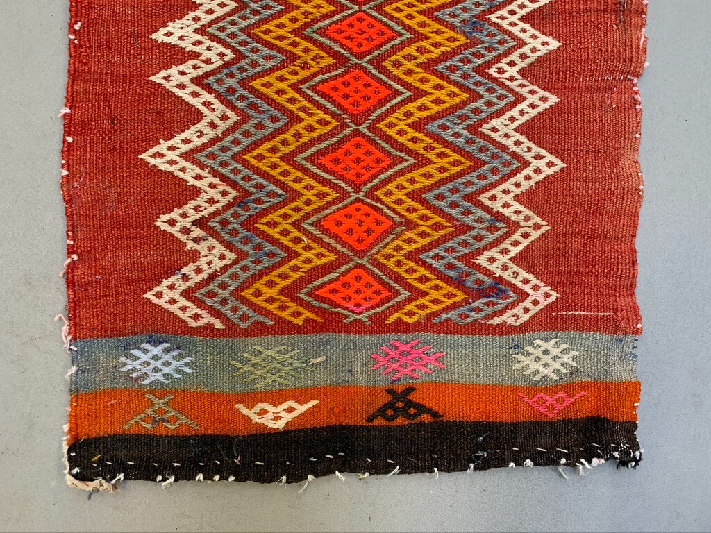 Vintage Turkish Mini Kilim 92x50 cm Wool Small Kelim Runner, shabby Chic gallery