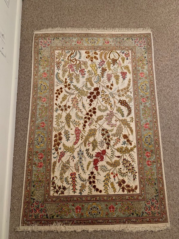 Super Fine Antique Handmade Silk and Wool Rug 4' × 5'  gallery