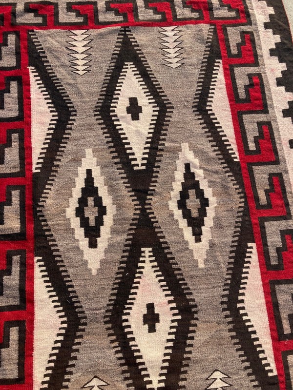 Antique Handwoven Navajo Zapotec Native American Wool Rug 74.8x50 In gallery