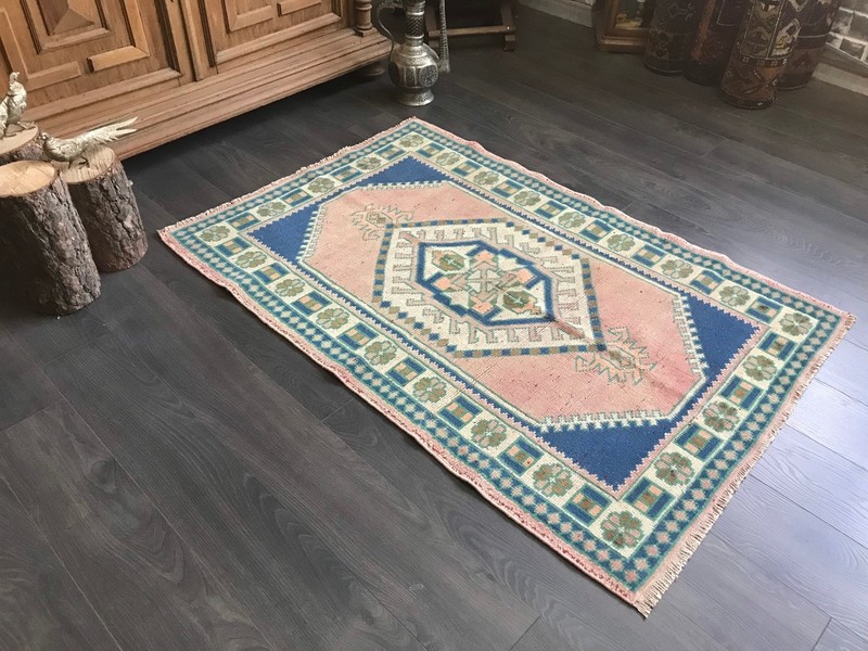 Oushak Neutral 3x5 Rug Vintage Home Decor Turkish Handmade Red Carpet gallery