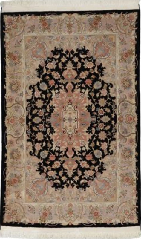 Spectacular Tabrizz Area Rug Wool Authentic 3 X 5 Ft Finest Black Beauty Rare . gallery