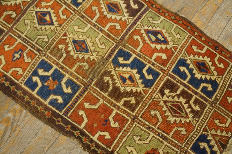 2'x2' Small Scatter Size Antique Tribal Geometric Mid 19th Century Turkish gallery