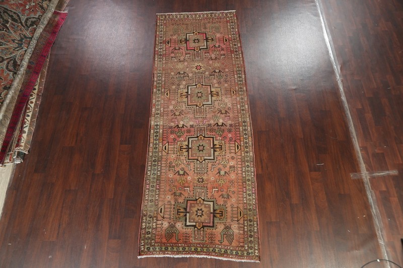 MEMORIAL DEAL Antique Traditional Tribal Geometric Runner Rug Wool Handmade 4x11 gallery