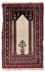 Handmade vintage Pakistani Lahore prayer rug 1.9′ x 3′ (60cm x 93cm) 1970s – 1C8