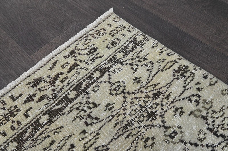 Vintage Turkish Runner Rug 2x10ft Wool Anatolian Handmade Hallway Oushak BEIGE gallery