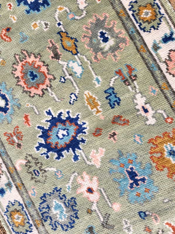 3'X 5' HAND-KNOTTED TURKISH OUSHAK TRIBAL VINTAGE WOOL muted green RUG gallery
