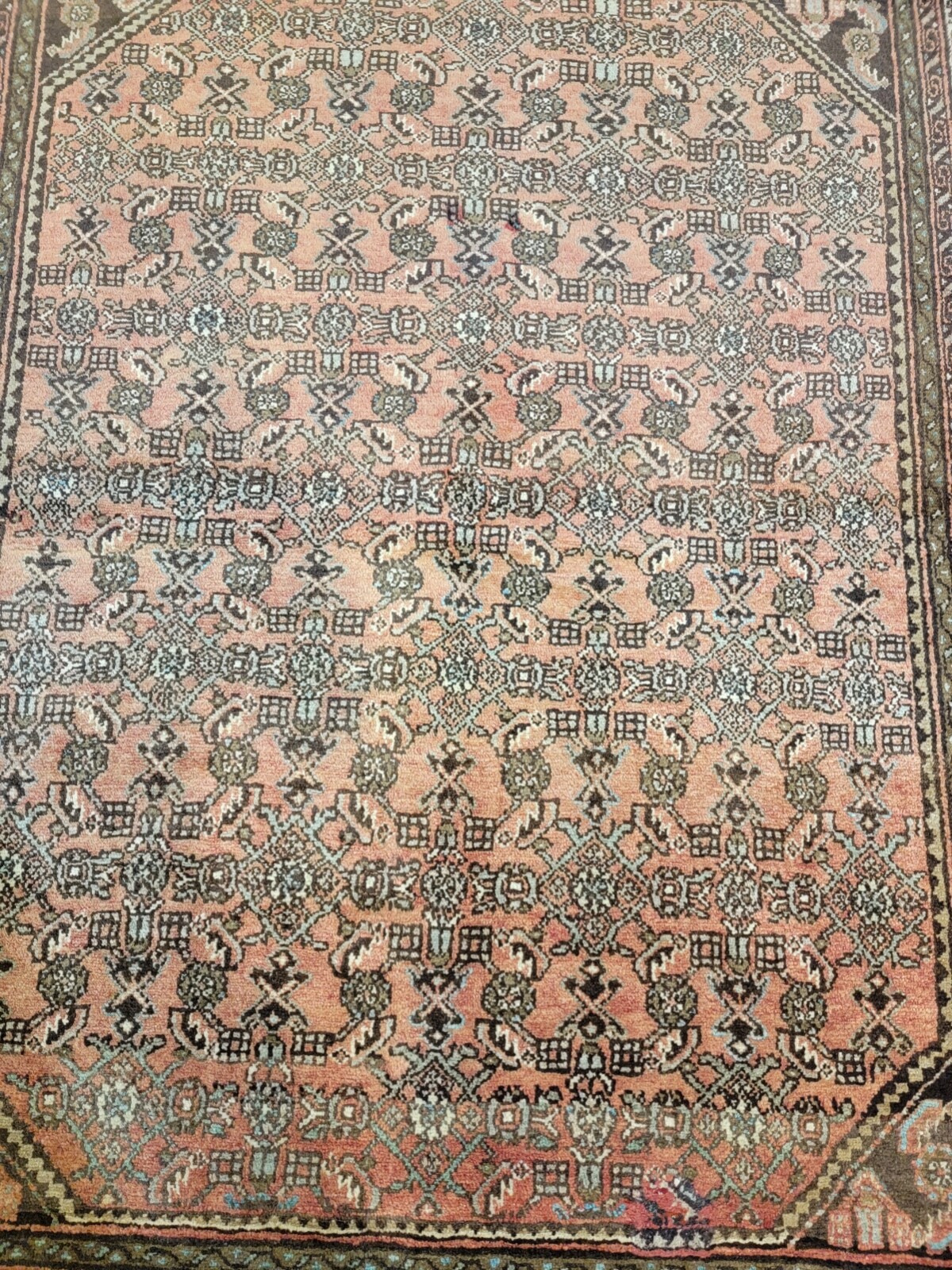 Antique Oriental Hand-Knotted Wool Area Rug Terracotta/Beige 5'1" x 6'4" gallery